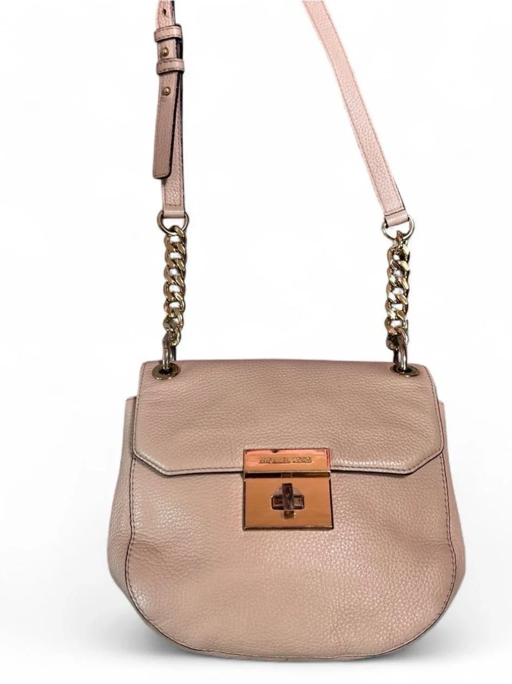 MICHAEL Michael Kors Blush Pink Pebbled Leather Chain Crossbody